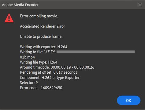adobe rush error compiling movie.